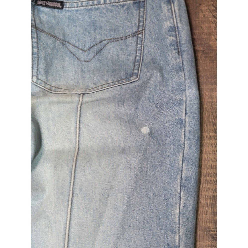 Vtg HarleyDavidson Womens Denim Jeans Size 33 Light Wash Bootcut Embroidered Y2K - Picture 14 of 15
